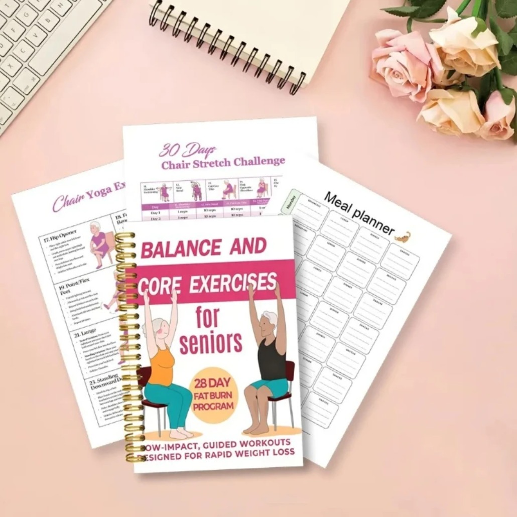 Fitness Journal Planner - Chair Yoga Exercise Notebook For Seniors