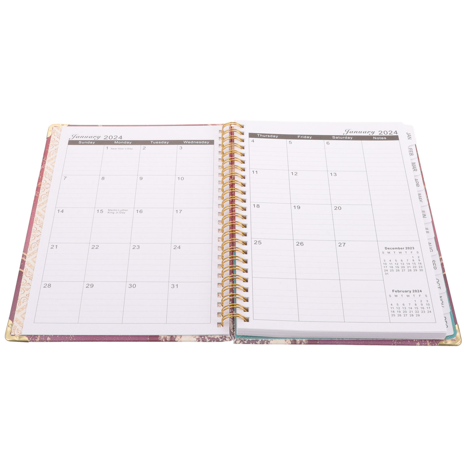 Fitness Journal Planner - 2024 Multi Functional Spiral Notebook Planner