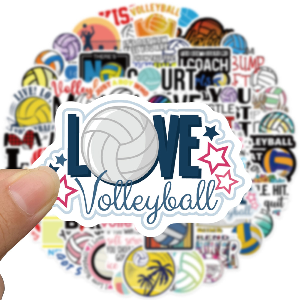 Fitness Journal Planner - 50PCS Cartoon Volleyball Sports Sticker I