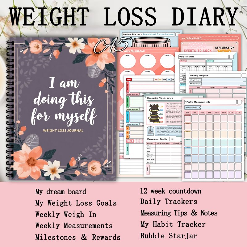A5 Weight Loss Diary, Daily Ac - огляд і ціна Fitness Journal Planner