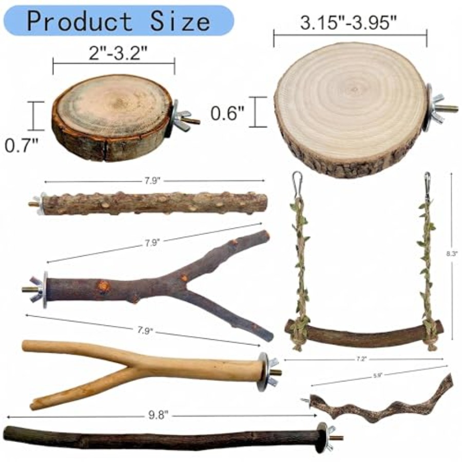 8PCS natural wood bird perches - огляд і ціна Health & Wellness Programs